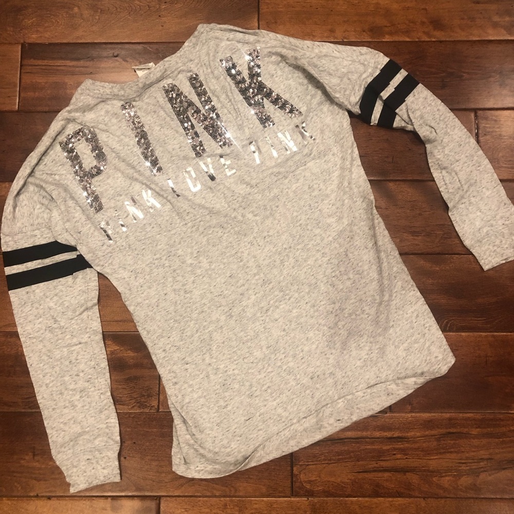 Victoria’s Secret Pink Sequin Grey Pullover XS